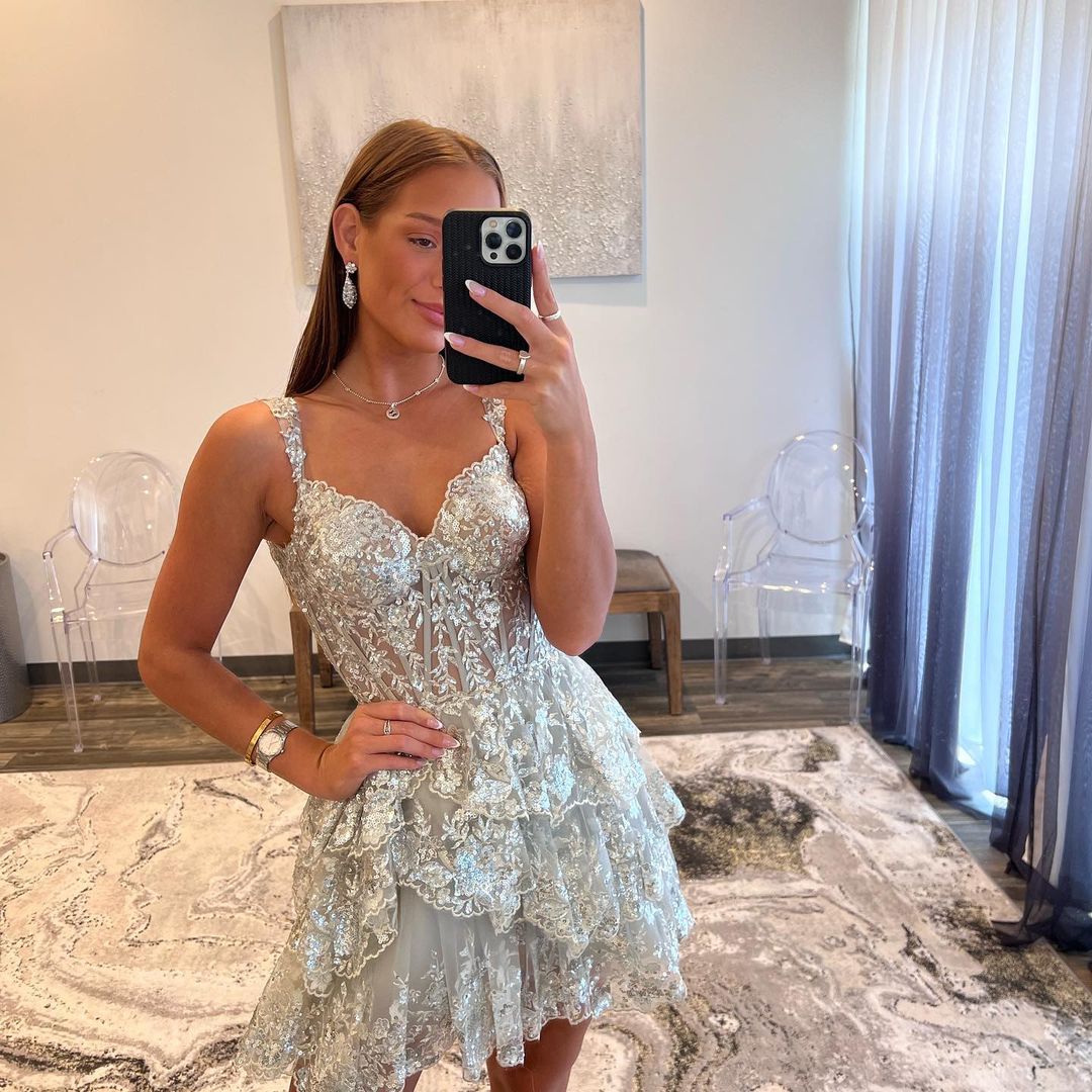 Everly Homecoming Dress Pretty A Line Heart shaped Tiered Short Party Cocktail Dress