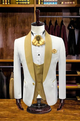Fashion Khaki Shawl Lapel 3 Piece Wedding Suit