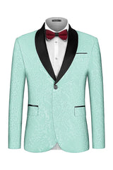 Fashion Light Green Shawl Lapel Jacquard Wedding Men's Suit