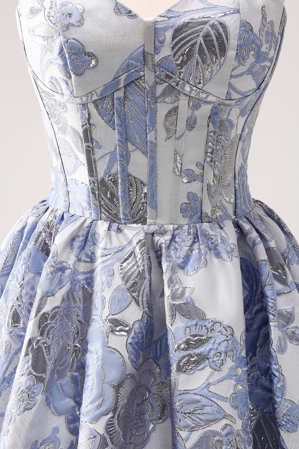 Fluffy Blue Homecoming Dresses Corset Strapless A Line Short Cocktail Dresses