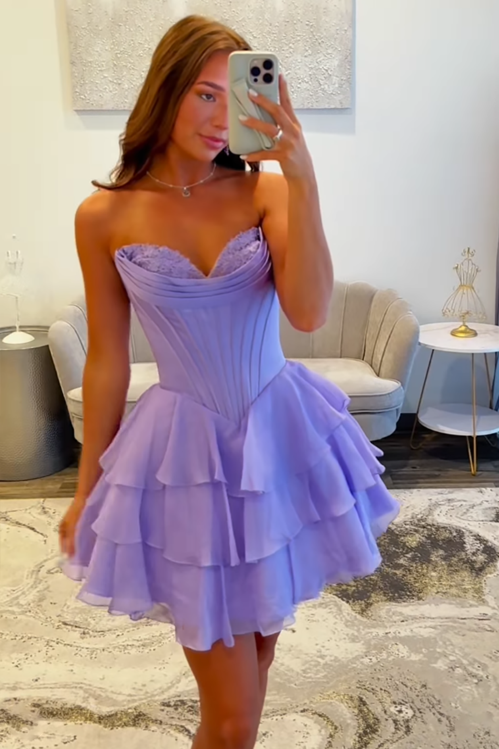 Fuchsia A Line Homecoming Dresses Corset Short Cocktail Dresses With Ruffles