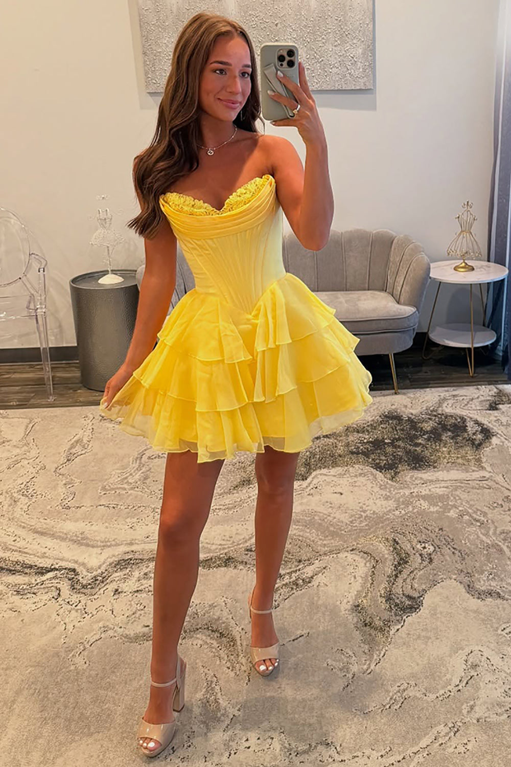 Fuchsia A Line Homecoming Dresses Corset Short Cocktail Dresses With Ruffles