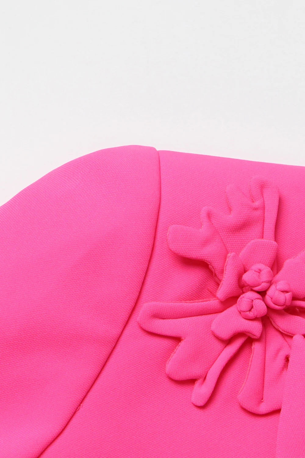 Fuchsia Double-Breasted Peak Lapel Blazer For Women Featuring Floral Details