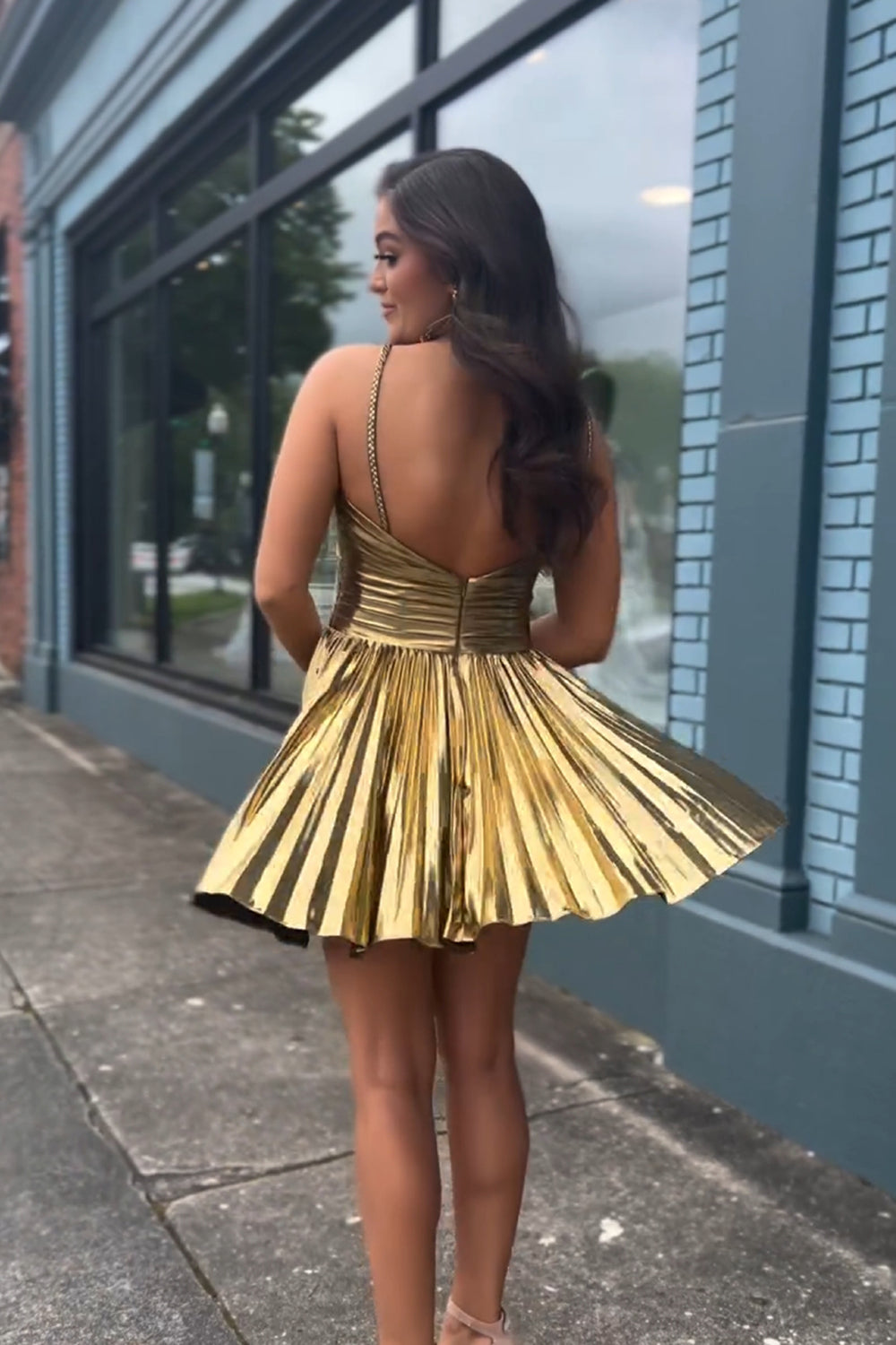 Fuchsia Homecoming Dresses A-Line Halter Pleated Short Cocktail Dresses
