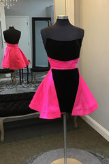 Fuchsia Homecoming Dresses And Black Homecoming Dresses Sweetheart A Line Cocktail Dresses