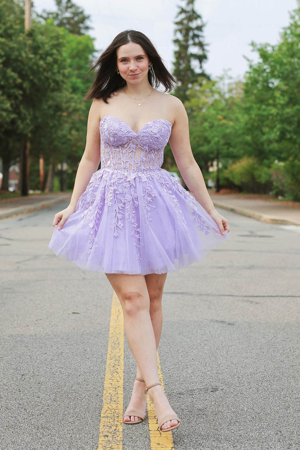 Fuchsia Homecoming Dresses Corset A-Line Tulle Short Cocktail Dresses with Lace