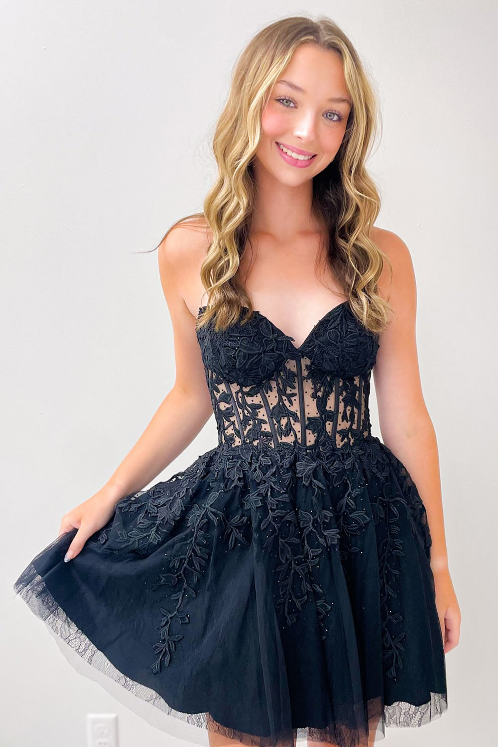Fuchsia Homecoming Dresses Corset A-Line Tulle Short Cocktail Dresses with Lace
