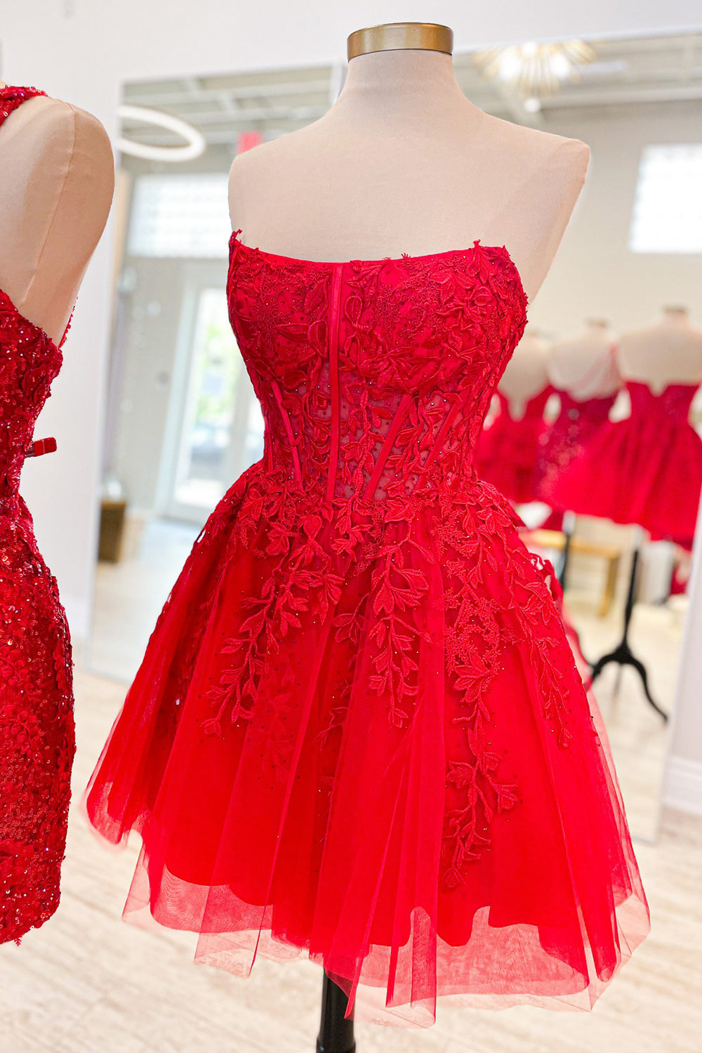 Fuchsia Homecoming Dresses Corset Lace A-Line Tulle Cocktail Dresses