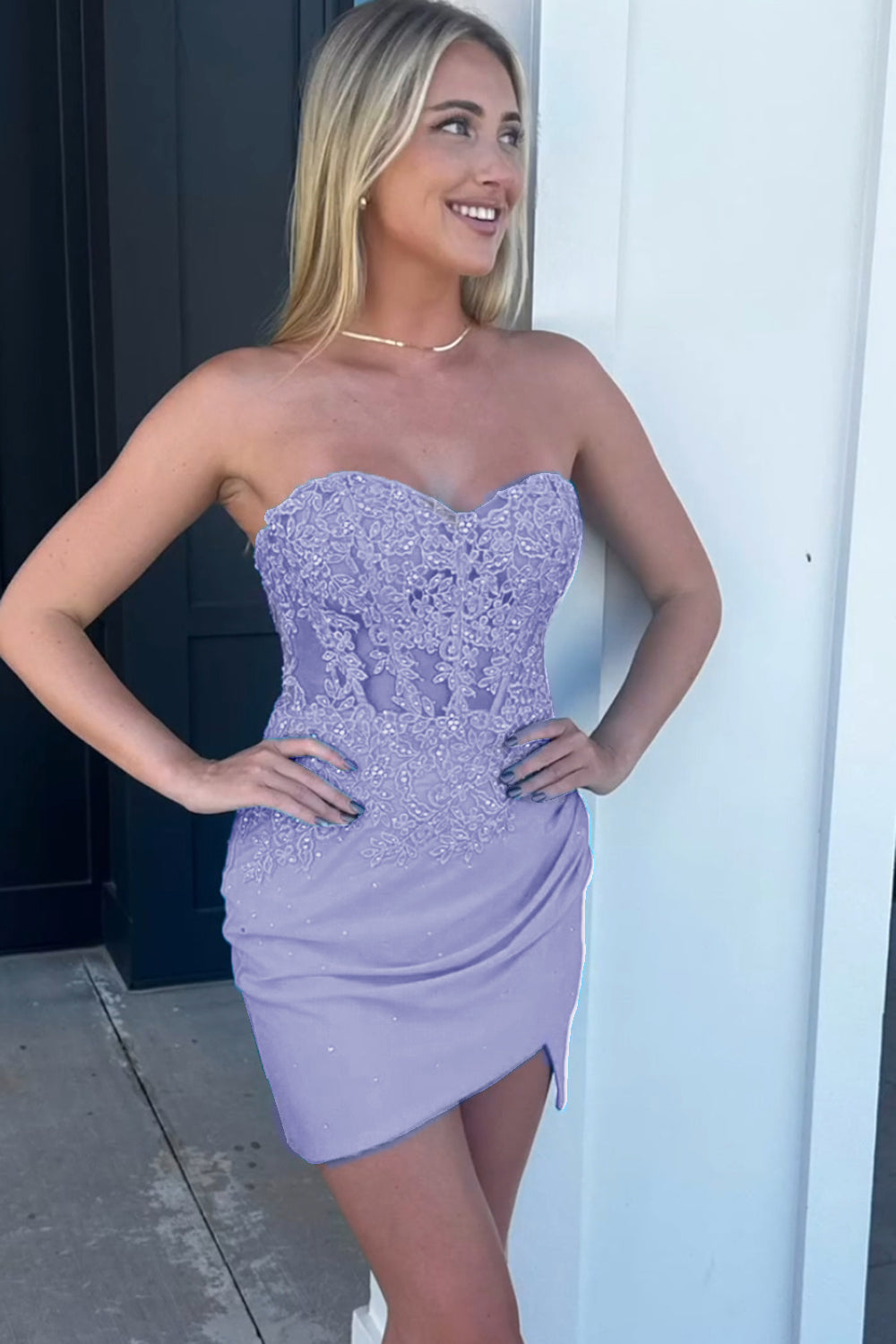 Fuchsia Homecoming Dresses Corset Tight Sequin Short Cocktail Dresses with Lace