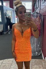Fuchsia Homecoming Dresses Lace Up Back Tight Short Cocktail Dresses with Sequin