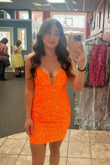 Fuchsia Homecoming Dresses Lace Up Back Tight Short Cocktail Dresses with Sequin