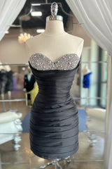 Fuchsia Homecoming Dresses Sweetheart Beaded Tight Cocktail Dresses