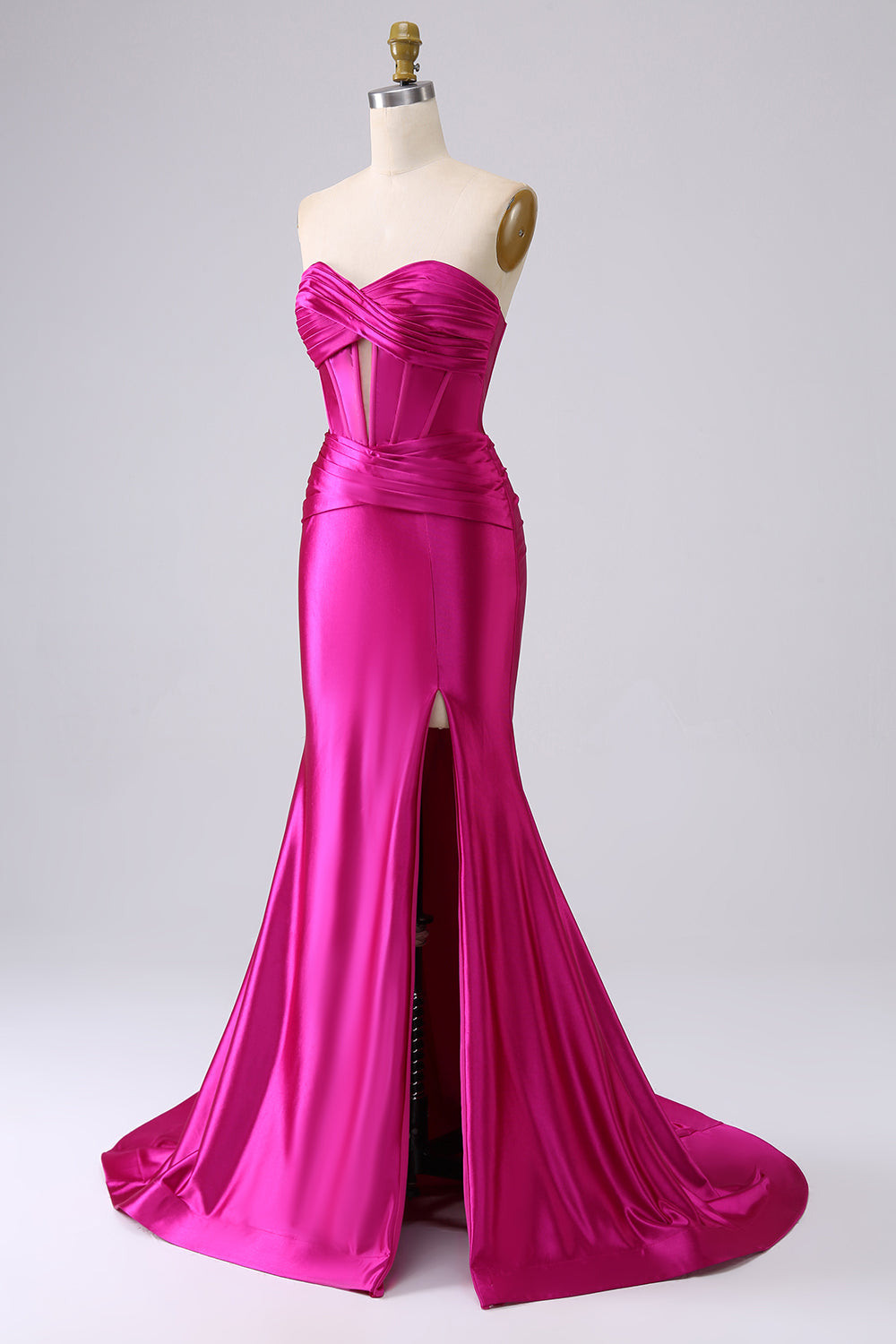 Fuchsia Mermaid Prom Dress Sweetheart Long Evening Dress with Slit