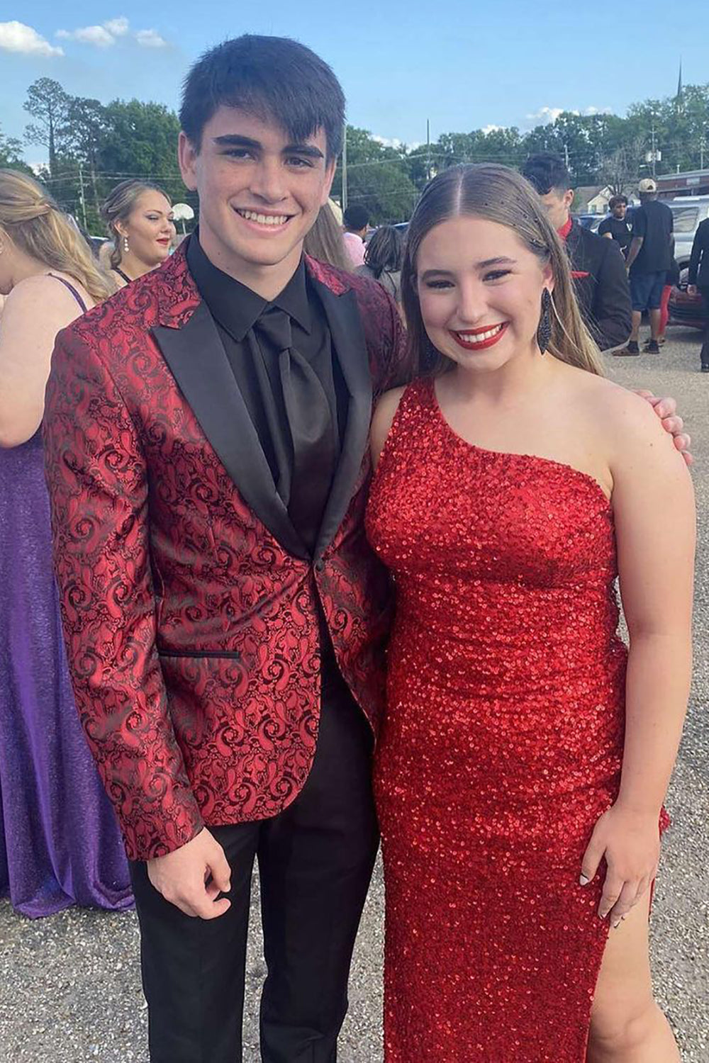 Fuchsia Peak Lapel One Button Men's Prom Blazer