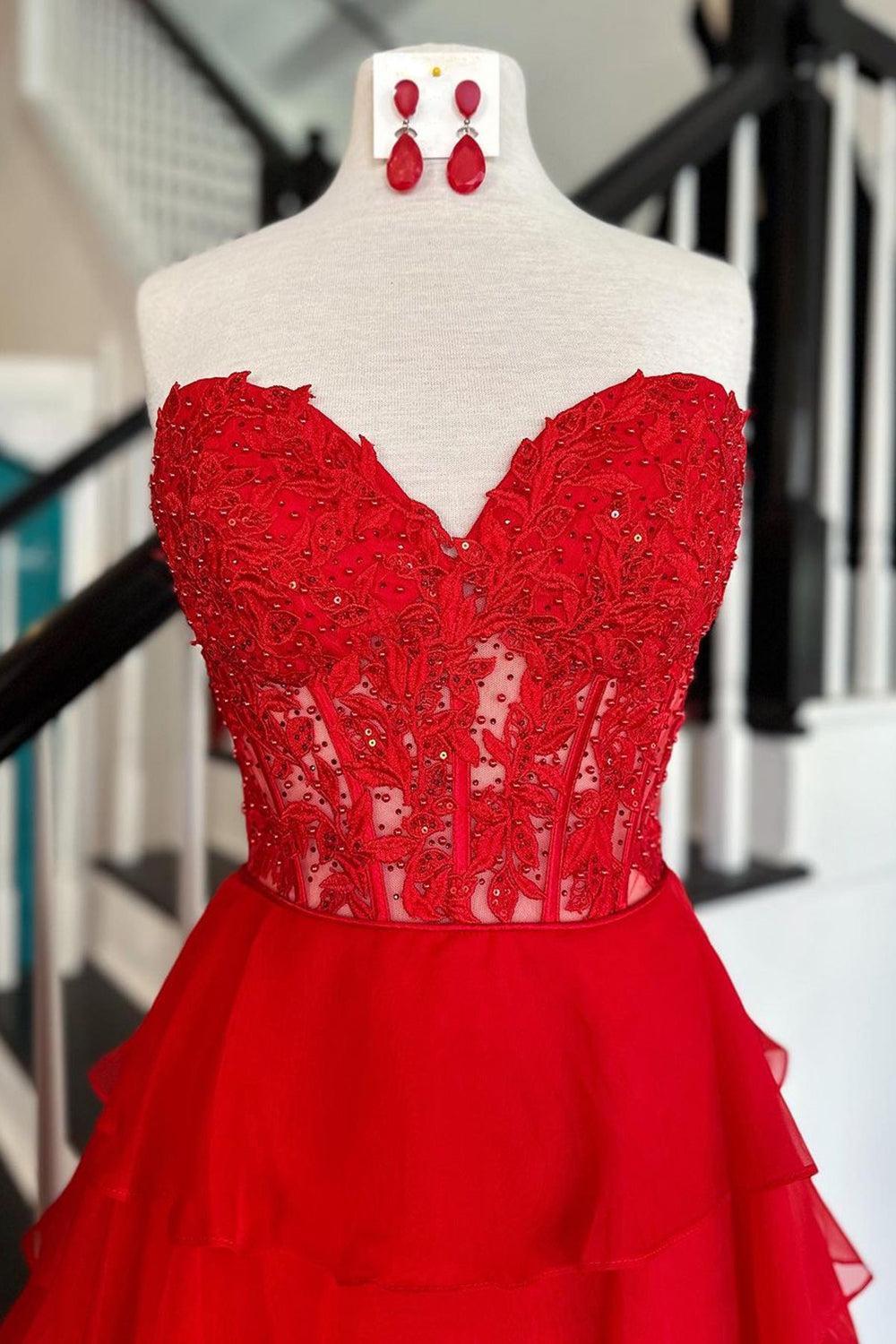 Fuchsia Prom Dress A Line Tiered Chiffon Long Formal Dress with Lace