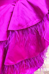 Fuchsia Prom Dress A Line V Neck Irregular Long Evening Dress