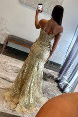 Fuchsia Prom Dress Mermaid Corset Sequined Long Evening Dress With Slit
