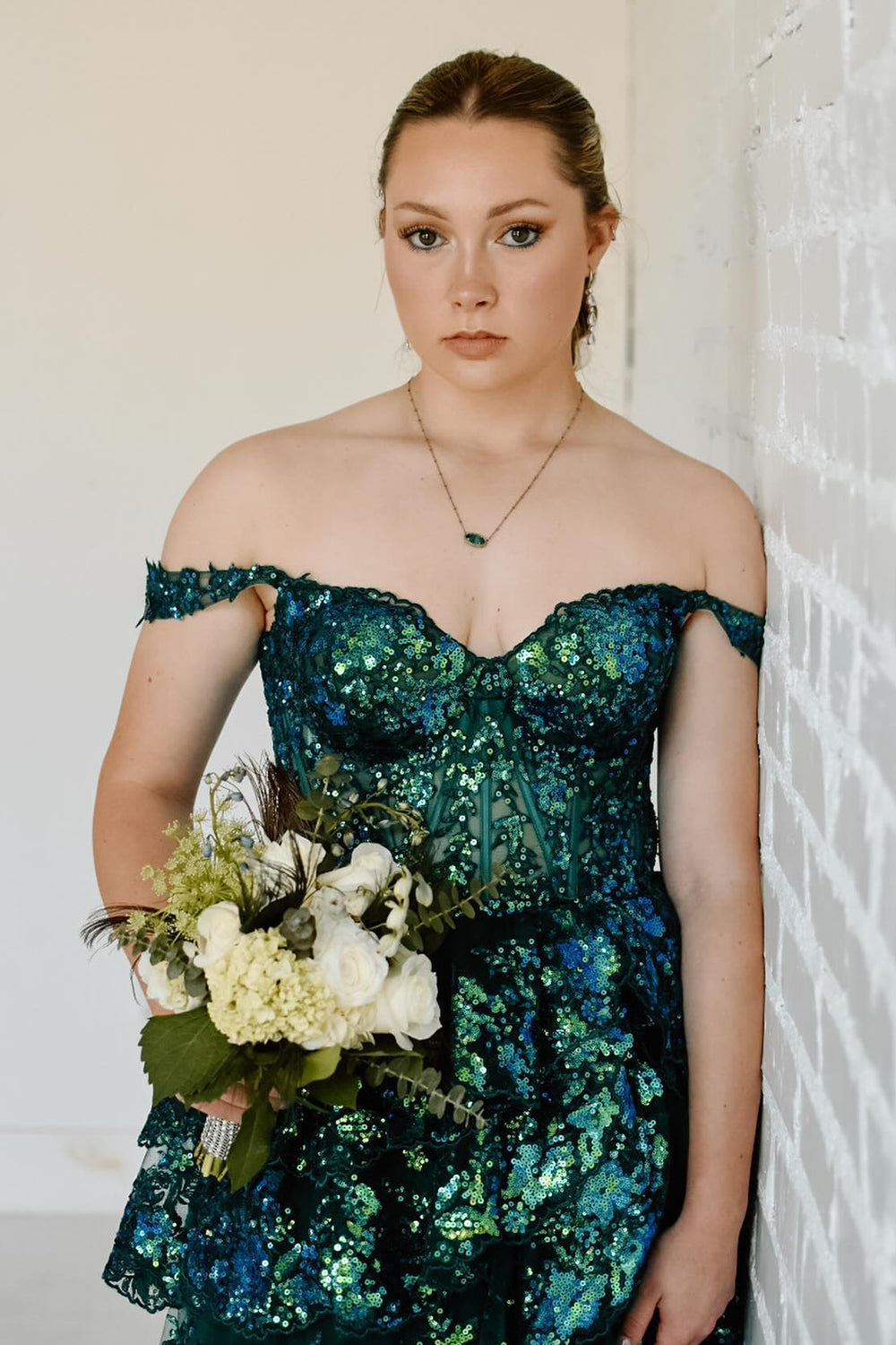 Fuchsia Prom Dress Ruffled Long Evening Dress with Slit