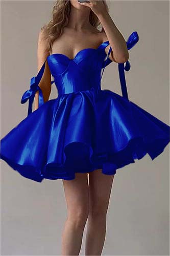 Fuchsia Satin Homecoming Dress Sweetheart Sleeveless Short Cocktail Dress With Ruffles