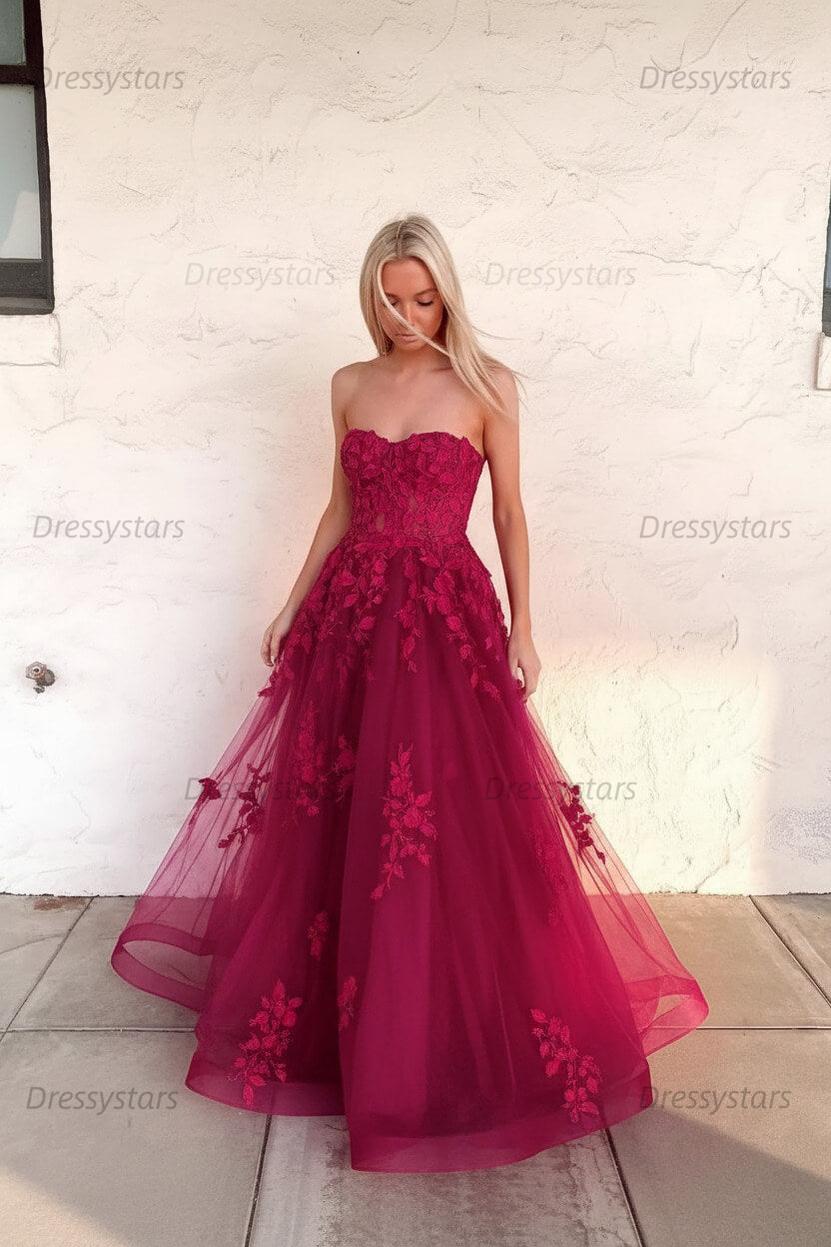 Orange Prom Dress Sweetheart Long Evening Dress with Appliques