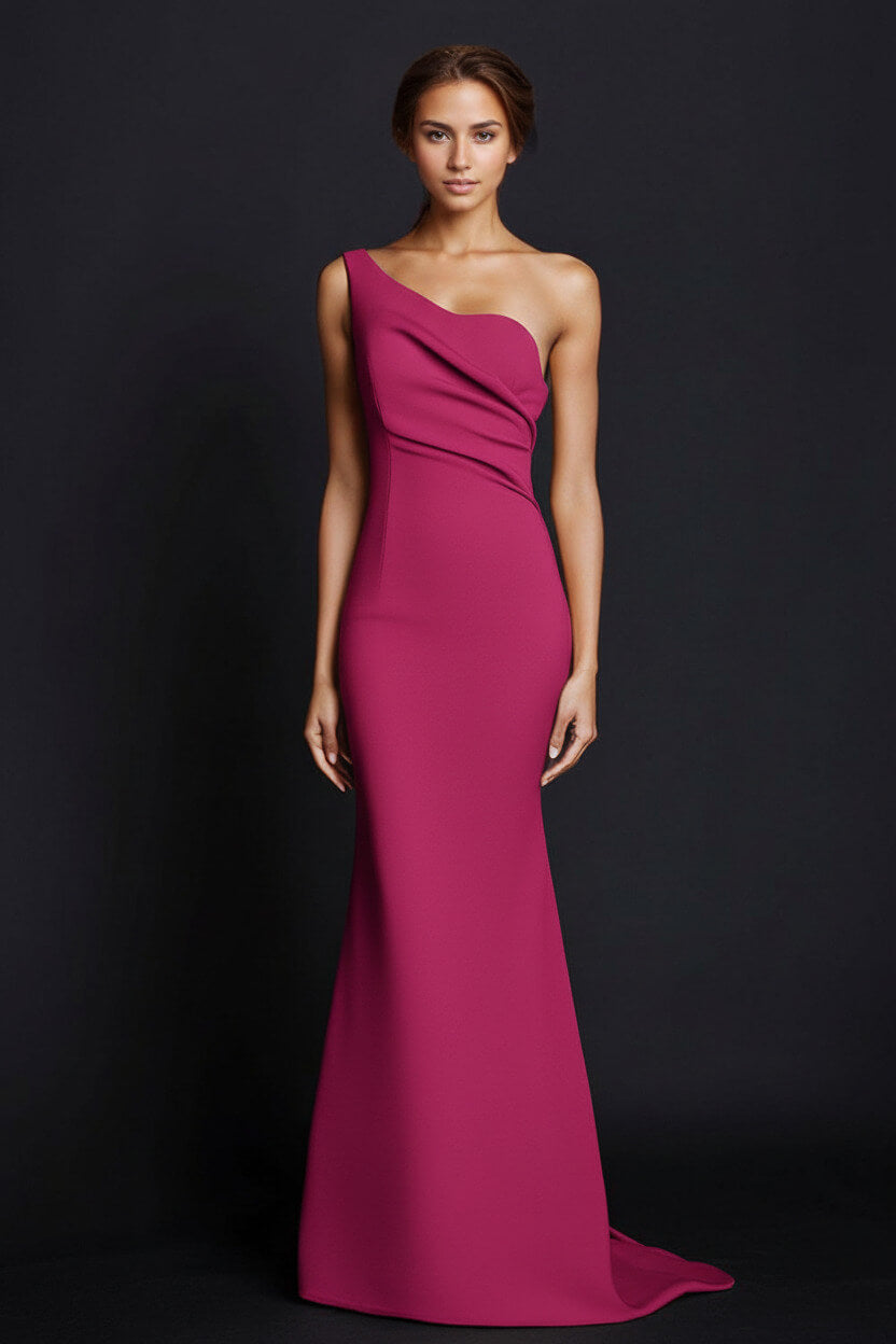 Dressystars One Shoulder Khaki Wedding Guest Dress Mermaid Long Formal Dress