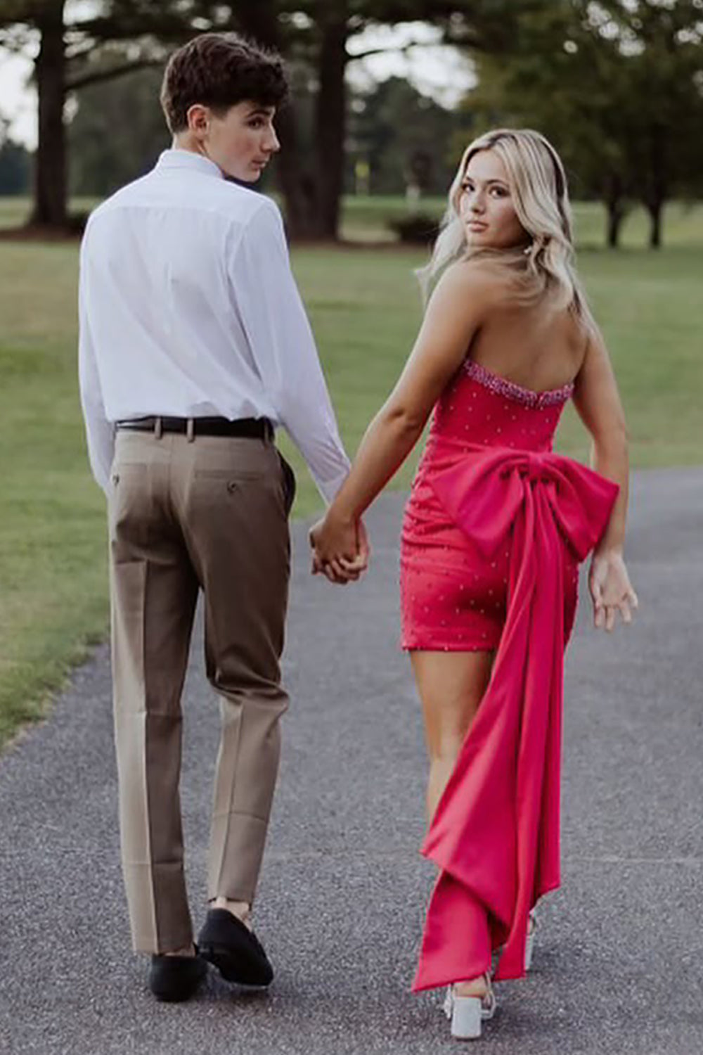 Glitter Black Homecoming Dresses Beaded Strapless Tight Short Cocktail Dresses With Bow