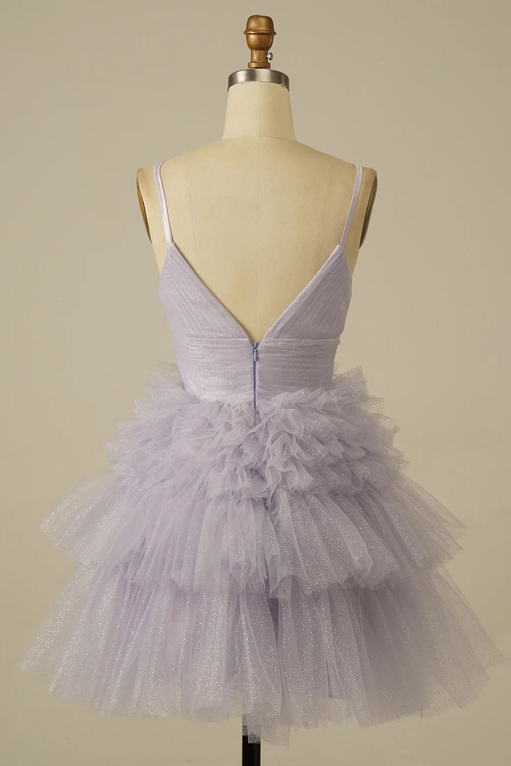 Glitter Blue Homecoming Dresses A-Line Tulle Tiered Short Cocktail Dresses