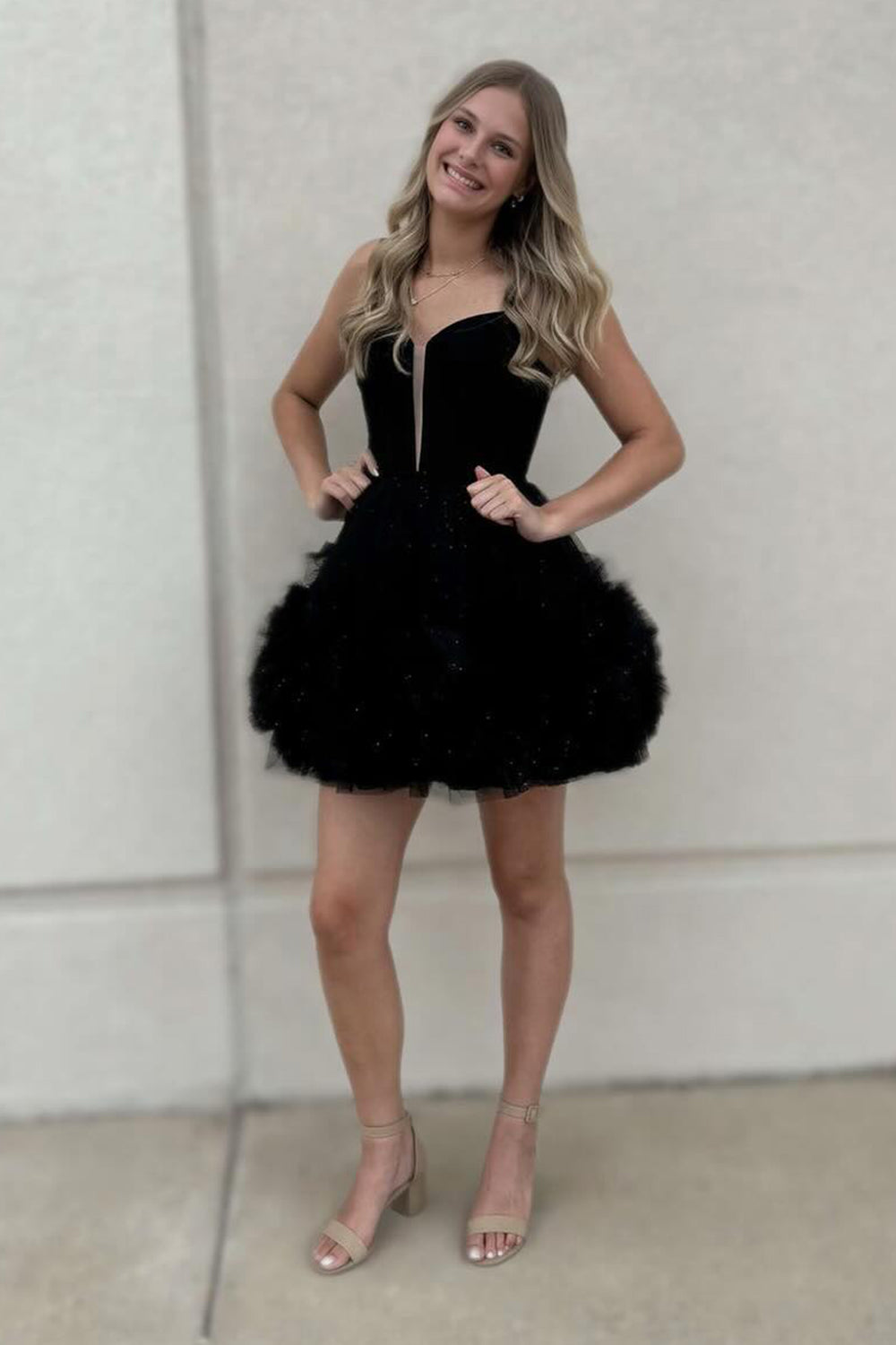 Glitter Blue Homecoming Dresses Corset Tulle A-Line Tulle Short Cocktail Dresses With Pocket