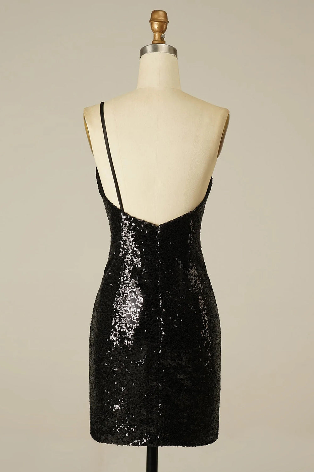 Glitter One Shoulder Tight Black Homecoming Dresses Cocktail Dresses