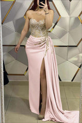 Gold Mermaid Prom Dress Sweetheart Formal Dress With Beadings and Rhinestones