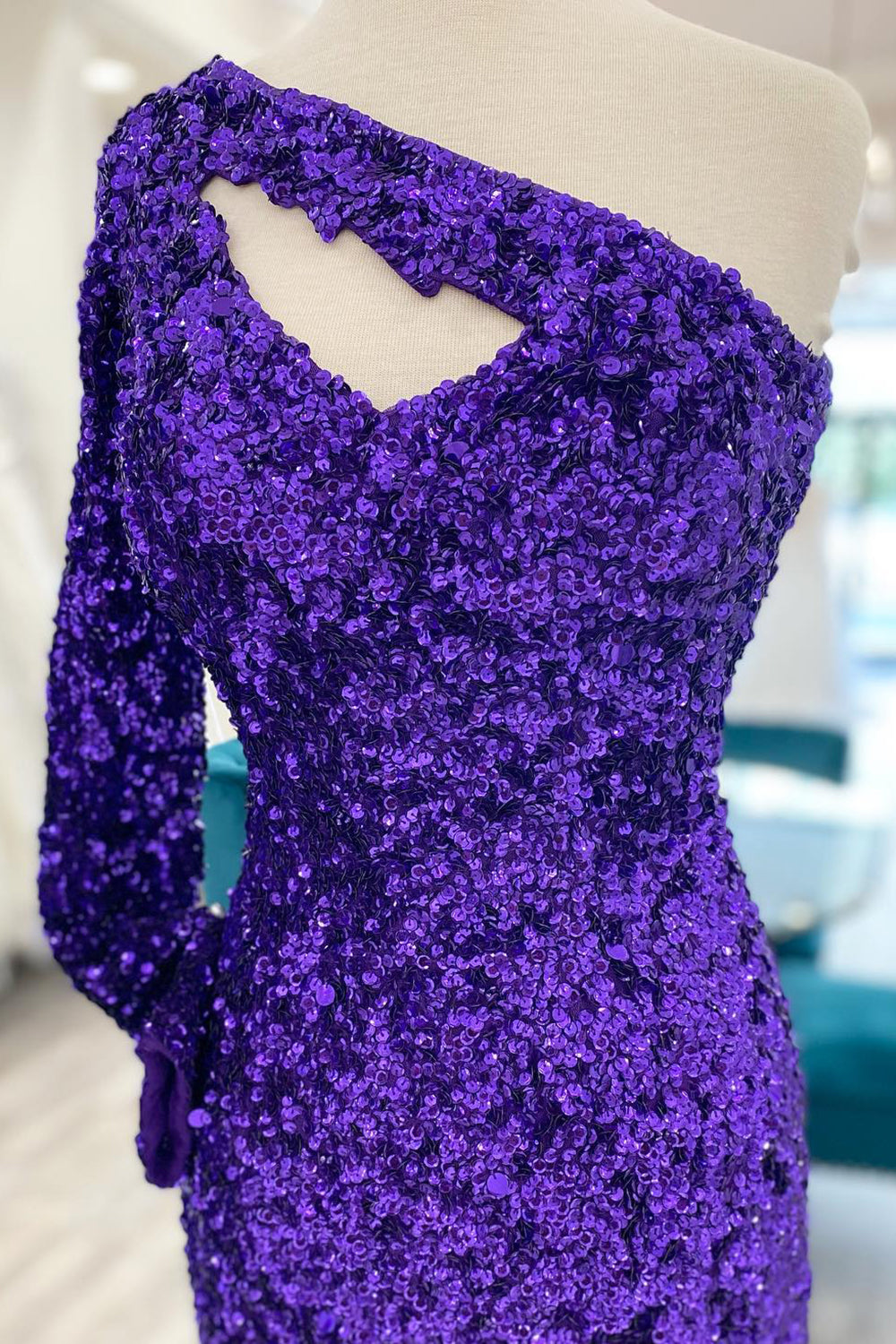 Golden Homecoming Dresses Cut Out Open Back One Shoulder Sequin Cocktail Dresses