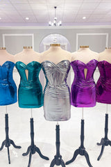 Golden Homecoming Dresses Sweetheart Corset Tight Short Cocktail Dresses