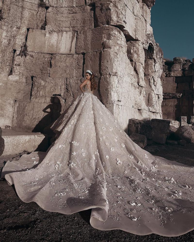Dressystars Women Gorgeous Ivory Wedding Dress Tulle Beaded Bridal Dress with 3D Flowers Dressystars Women Gorgeous Ivory Wedding Dress Tulle Beaded Bridal Dress with 3D Flowers