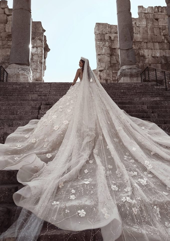 Dressystars Women Gorgeous Ivory Wedding Dress Tulle Beaded Bridal Dress with 3D Flowers Dressystars Women Gorgeous Ivory Wedding Dress Tulle Beaded Bridal Dress with 3D Flowers