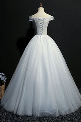 Gray Prom Dress Tulle Lace Off the Shoulder Long Evening Dress