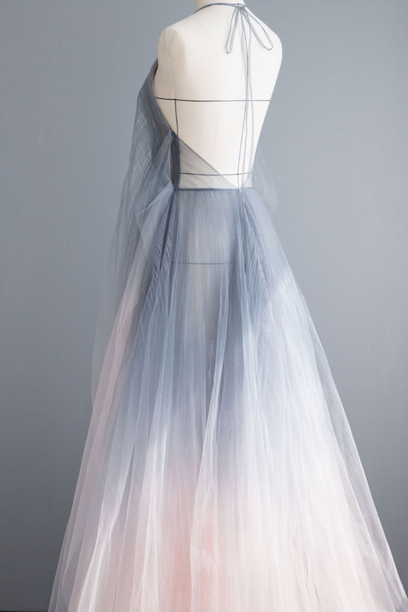 Gray Prom Dress Tulle Long Formal Gown Evening Dress