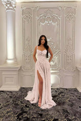 Green A Line Prom Dress Sleeveless Spaghetti Straps Formal Dress With Lace Appliques