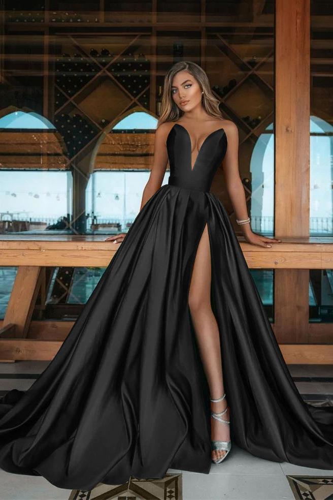 Green A Line Prom Dress Sleeveless Sweetheart Satin Formal Dress