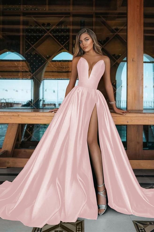 Green A Line Prom Dress Sleeveless Sweetheart Satin Formal Dress