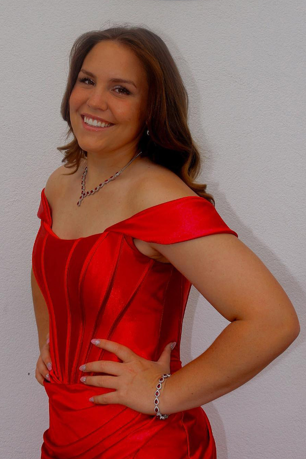 Green Corset Prom Dress Off the Shoulder Long Evening Dress with Slit