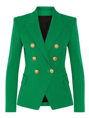 Green Double-Breasted Prom Blazer For Women With Peak Lapel