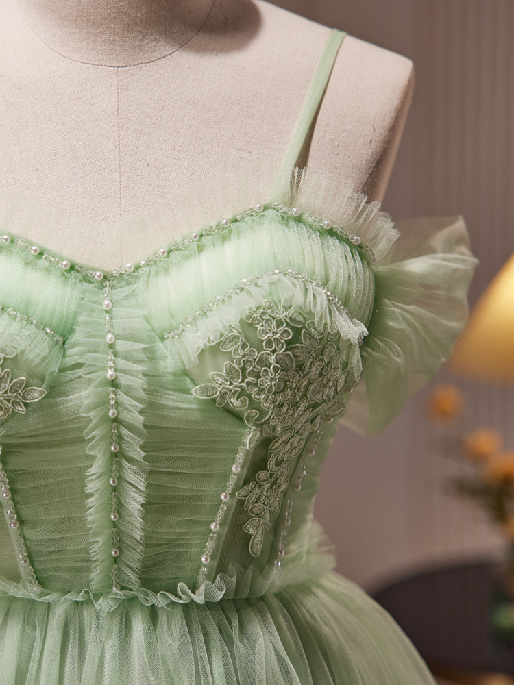 Green Homecoming Dress Sweetheart Neck Tulle Lace Short Party Cocktail Dress