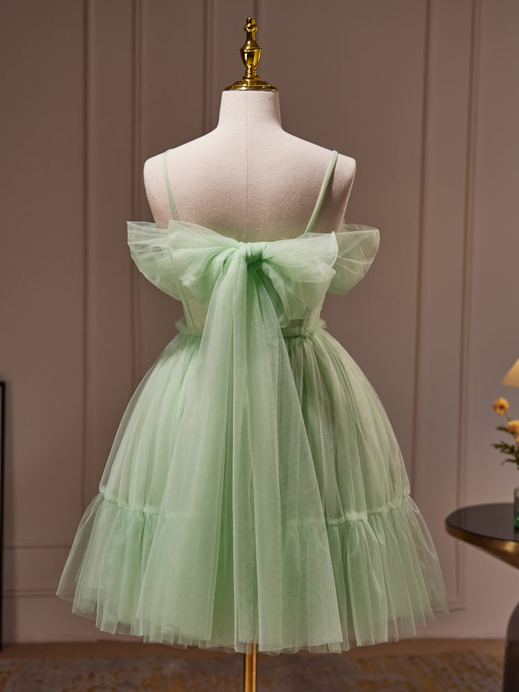 Green Homecoming Dress Sweetheart Neck Tulle Lace Short Party Cocktail Dress