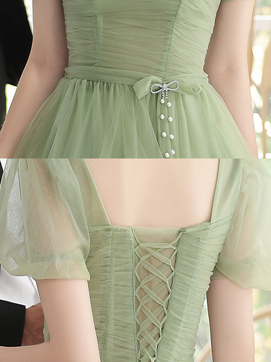 Green Homecoming Dress Tulle Short Party Cocktail Dress