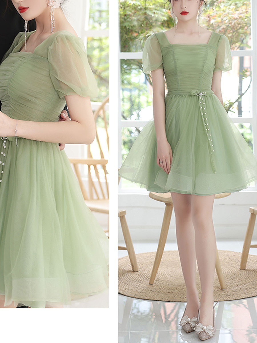 Green Homecoming Dress Tulle Short Party Cocktail Dress