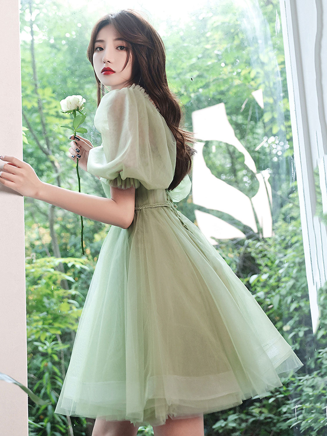 Green Homecoming Dress Tulle Short Party Cocktail Dress