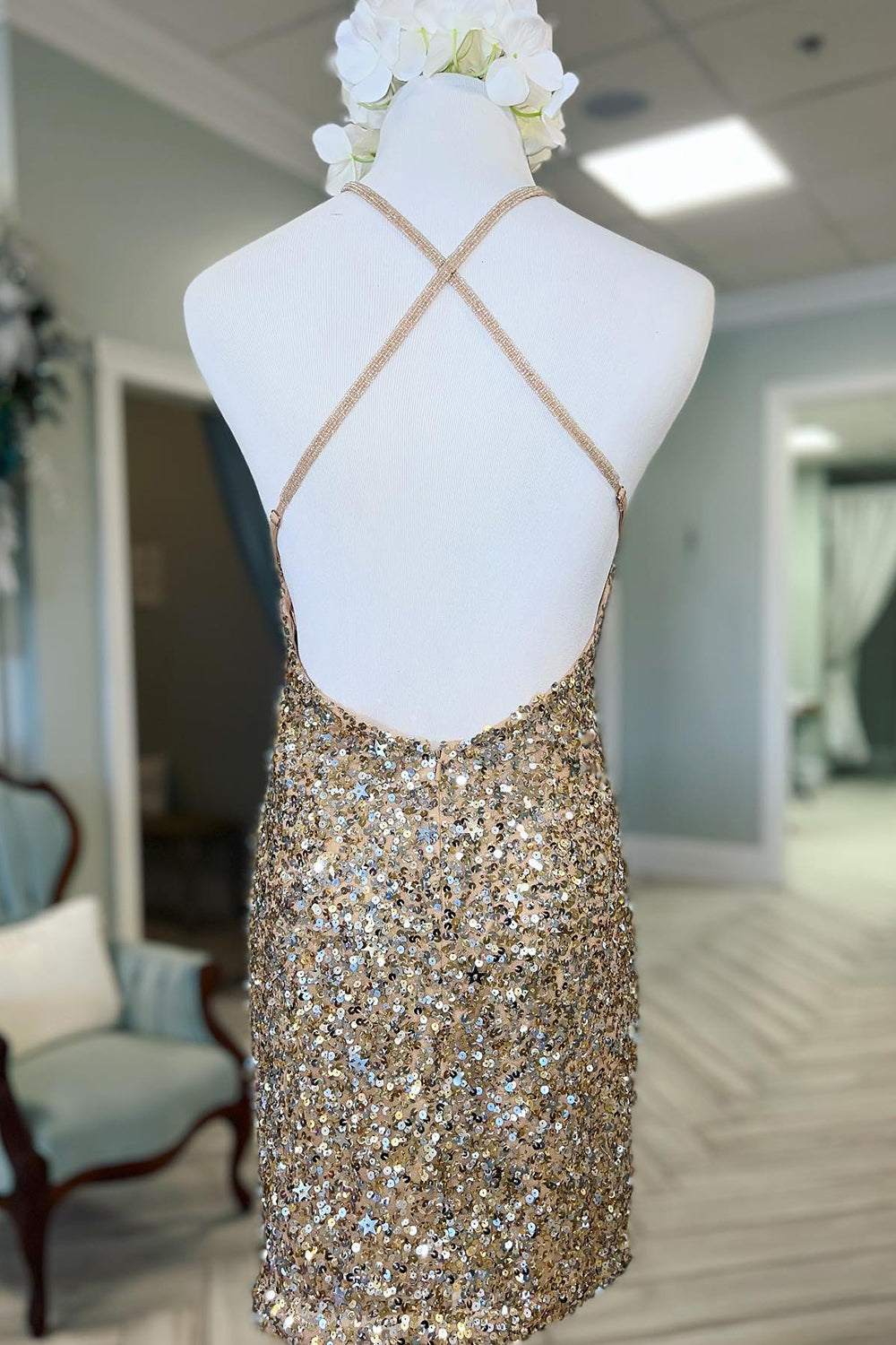Green Homecoming Dresses Sequin Backless Tight Short Cocktail Dresses