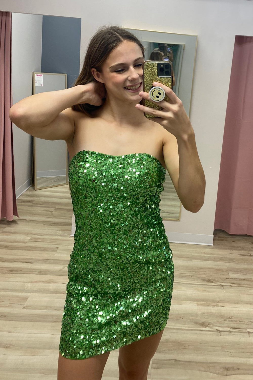 Green Homecoming Dresses Sequin Bodycon Short Cocktail Dresses