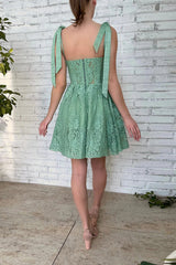 Green Homecoming Dresses Sweetheart Cocktail Dresses with Appliques