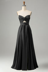 Green Keyhole Wedding Guest Dress A Line Sweetheart Long Prom Dress With Slit